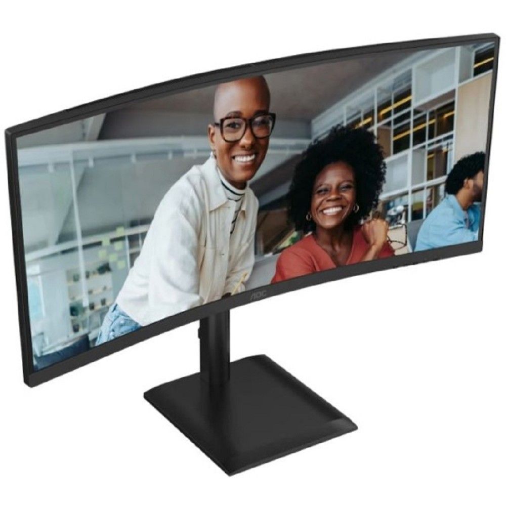 LCD AOC 34" CU34E4CV Black {VA 3440x1440 Curved 21:9 4ms 350cd 2xHDMI DisplayPort 4xUSB3.2 USB-C(90W) RJ45 2x5W HAS Internal Vesa}