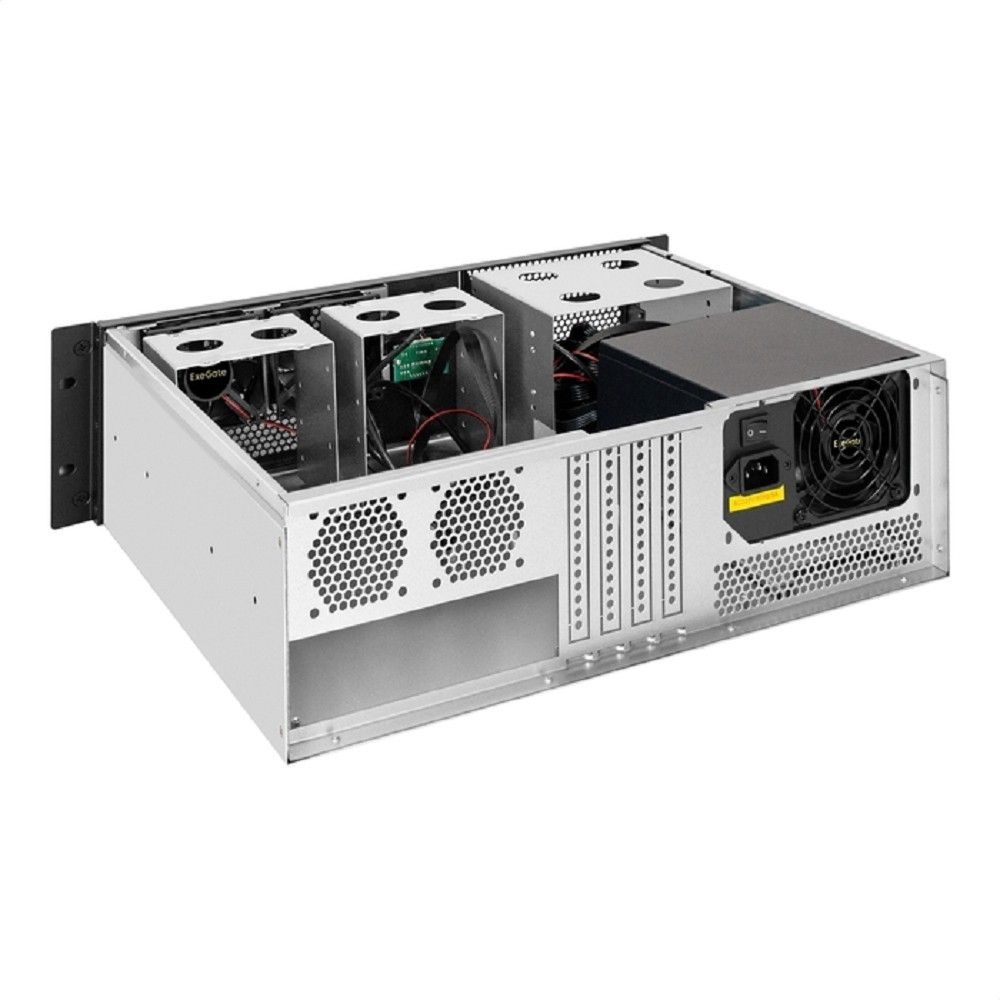 Exegate EX298431RUS Серверный корпус ExeGate Pro 3U400-07 <RM 19", высота 3U, глубина 400, БП 1200RADS, 2*USB>