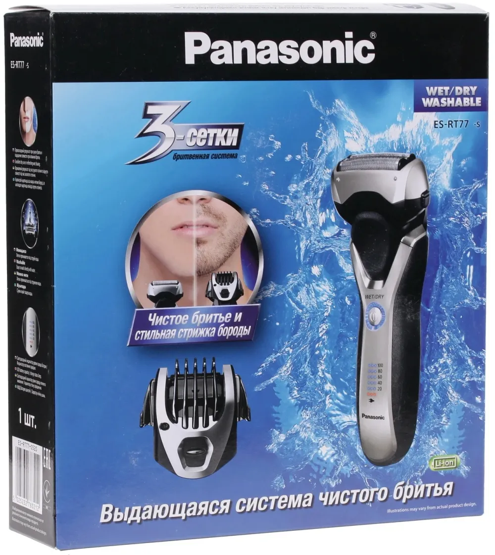 Бритва сетчатая Panasonic ES-RT77-S520 реж.эл.:3 питан.:аккум. серебристый/черный