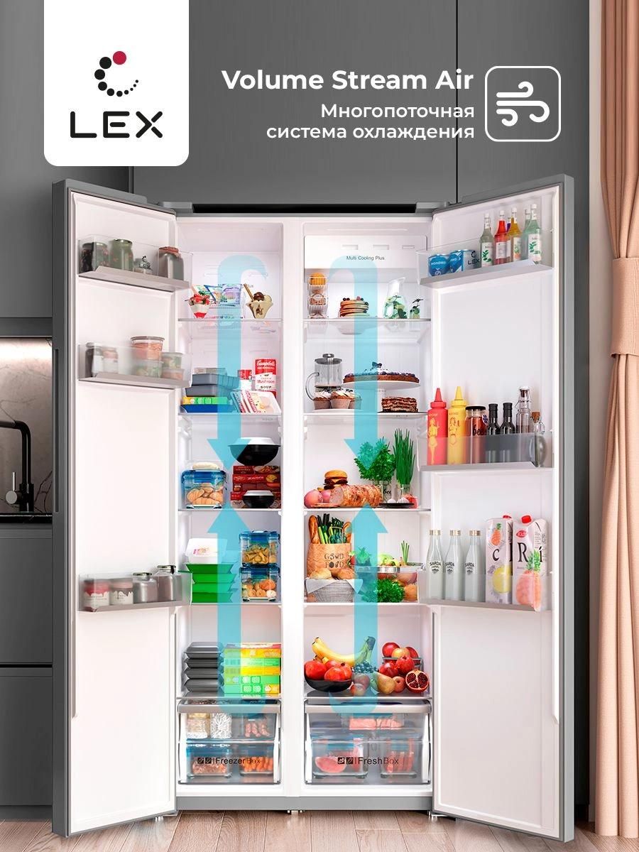 Холодильник Lex LSB530BLID WIND 2-хкамерн. черный/рисунок инвертер