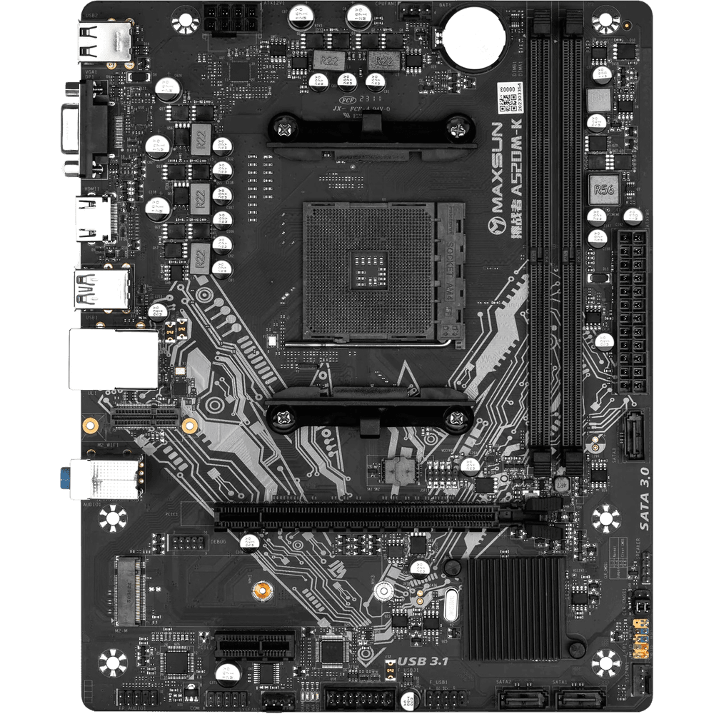 Материнская плата MAXSUN MS-Challenger A520M-K (Socket AM4, mATX, 2*DDR4, VGA/HDMI, 3*SATA3, 1*M.2, 1*PCIEx16/1*PCIEx1, 4*USB2.0, 2*USB 3.2 Gen1, LAN 1*1G, RTL)