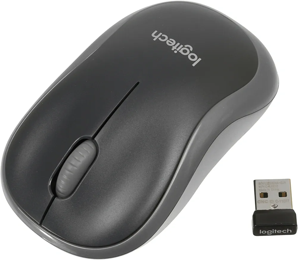 Мышь беспроводная Logitech M185 Grey серая, оптическая, 1000dpi, 2.4GHz,USB-ресивер Logitech Unifying® {10} (272815) 910-002252