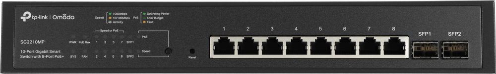Коммутатор TP-Link SG2210MP (L2+) 8x1Гбит/с 2SFP 8PoE+ 150W управляемый