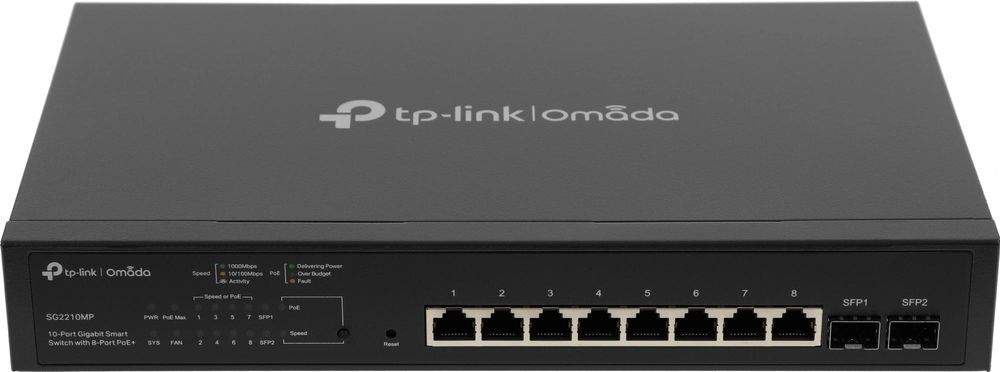 Коммутатор TP-Link SG2210MP (L2+) 8x1Гбит/с 2SFP 8PoE+ 150W управляемый