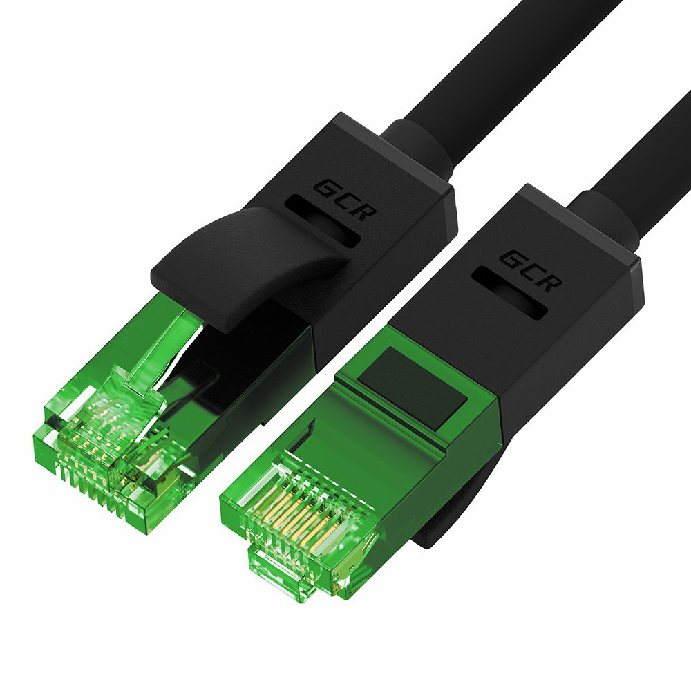 GCR Патч-корд прямой 5.0m UTP медь кат.5e, черный, 24 AWG, литой, ethernet high speed 1 Гбит/с, RJ45, T568B