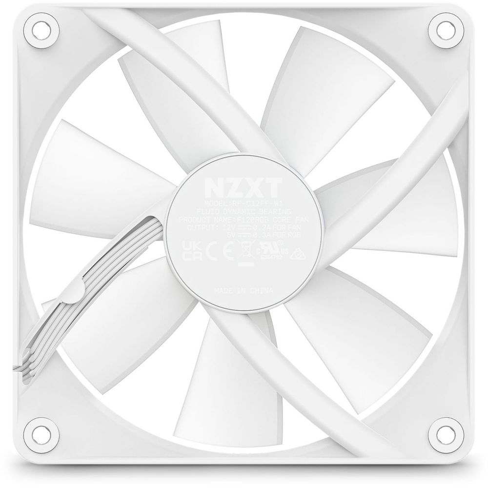 Кулер для корпуса ПК/ Case Cooler NZXT F120 RGB Core (120x120x25mm, 4-pin PWM, RGB, 78.86CFM, 33.88dBA, 1800RPM, White)