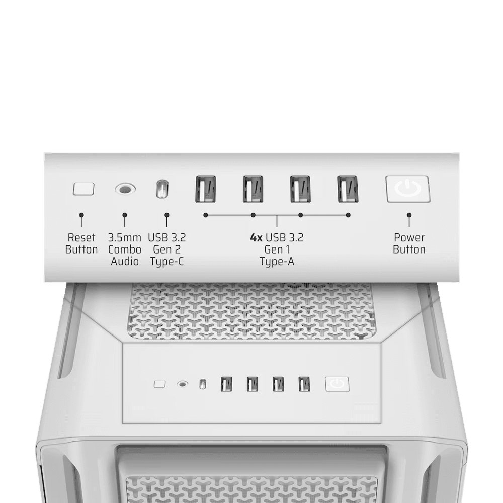 Корпус без блока питания/ Case Corsair 5000T, Midi-Tower, TG, no fan, 4xUSB-A 3.2, 1xUSB 3.2 Type-C, E-ATX, ATX, mATX, mITX White