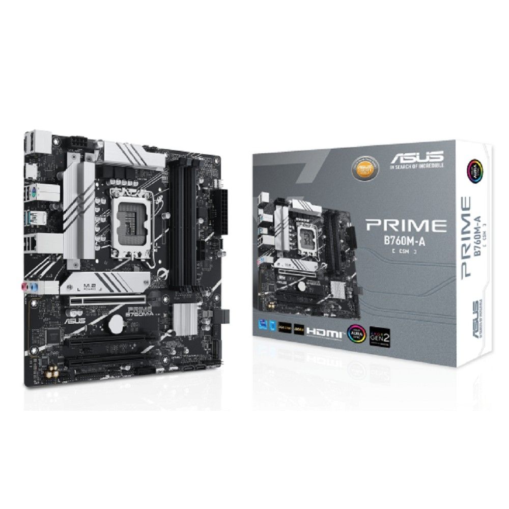 Материнская плата Asus PRIME B760M-A-CSM Soc-1700 Intel B760 4xDDR5 mATX AC`97 8ch(7.1) 2.5Gg RAID+HDMI+DP
