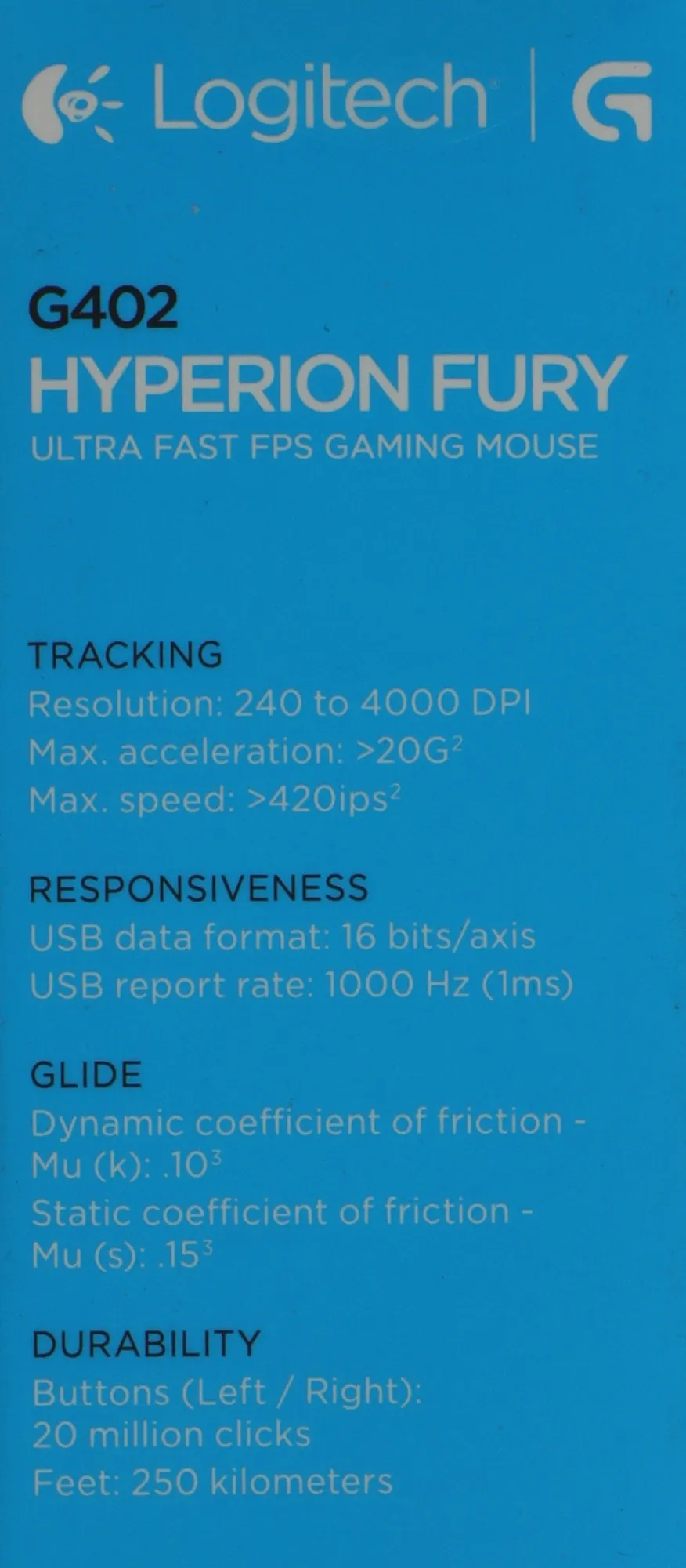 Мышь Logitech Hyperion Fury G402 черный оптическая 4000dpi USB 7but (910-004070)