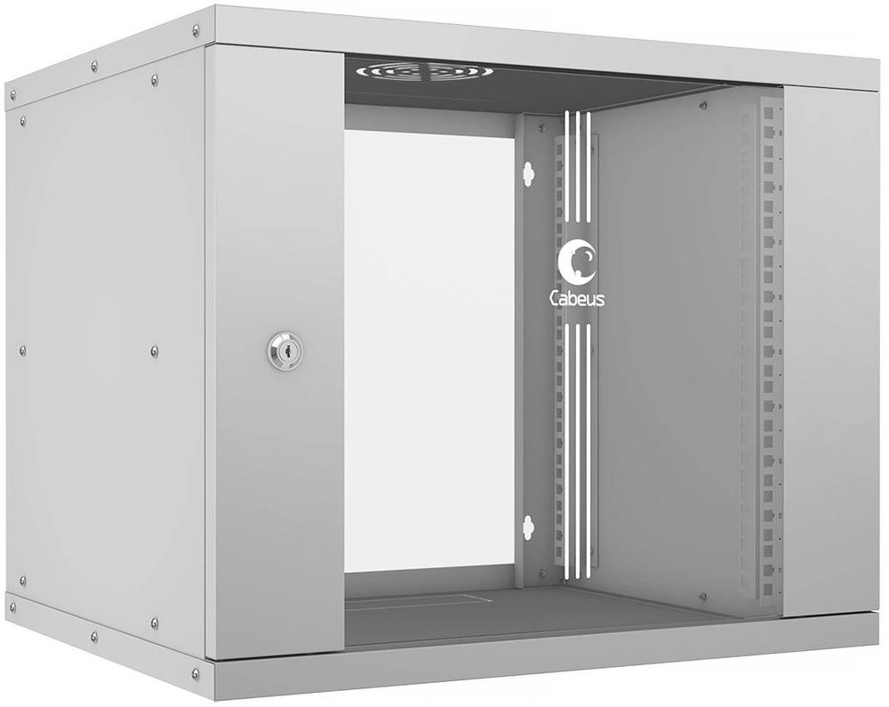 Шкаф коммутационный Cabeus (WSC-05D-9U55/45) настенный 9U 550x450мм пер.дв.стекл 30кг серый IP20 сталь