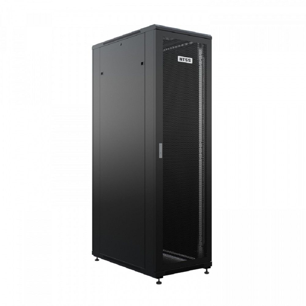 NTSS Шкаф напольный универсальный серверный NTSS R 42U 600х1000мм, 4 профиля 19, двери перфорированная и сплошная металл, боковые стенки съемные, регулируемые опоры, разобранный, черный RAL 9005 NTSS-