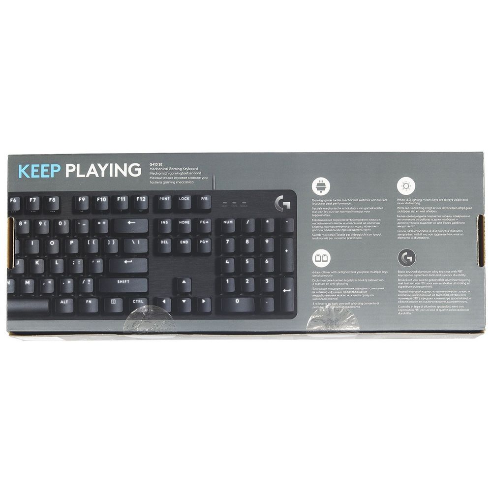 Клавиатура игровая Logitech G413 SE |920-010438| белая подсветка, USB, черная, RTL