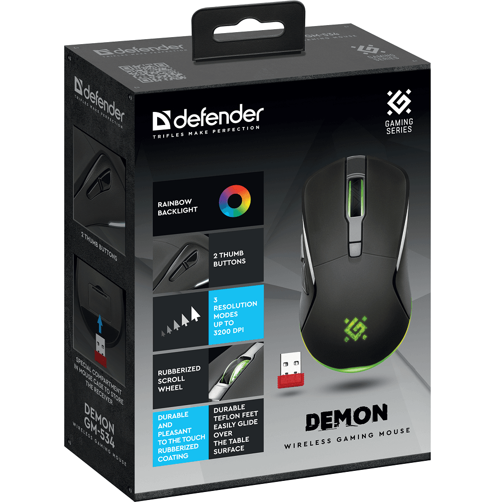 Мышка USB OPTICAL WRL DEMON GM-534 BLACK 52534 DEFENDER