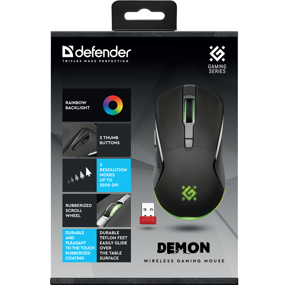 Мышка USB OPTICAL WRL DEMON GM-534 BLACK 52534 DEFENDER