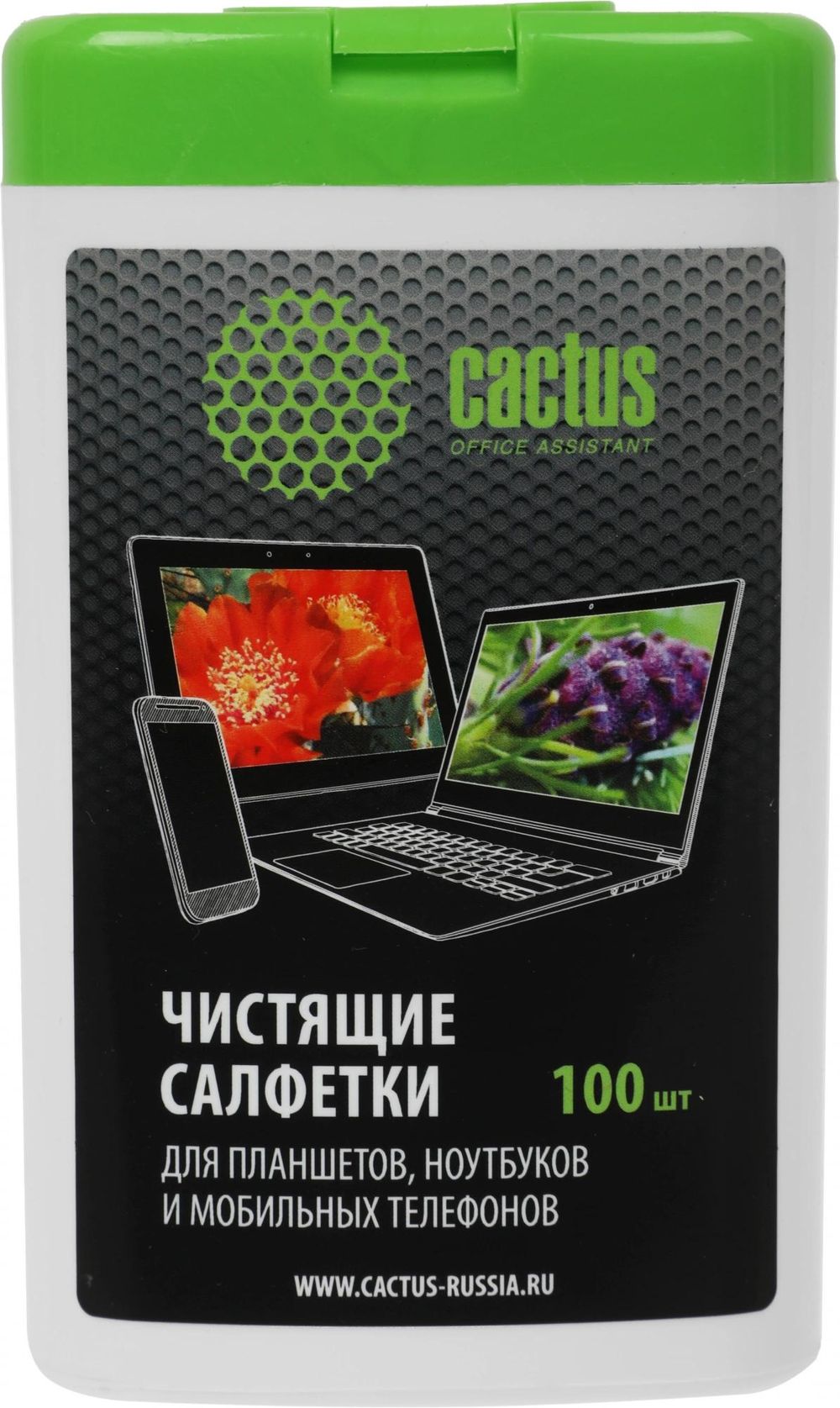 Салфетки Cactus CS-T1005 для планшетов и смартфонов малая туба 100шт влажных