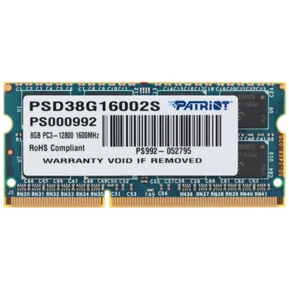 Память DDR3 8Gb 1600MHz Patriot PSD38G16002S RTL PC3-12800 CL11 SO-DIMM 204-pin 1.5В dual rank Ret