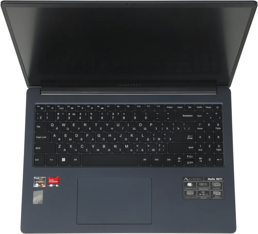 Ноутбук Maibenben M677 Ryzen 7 7730U 16Gb SSD512Gb AMD Radeon 16" IPS FHD+ (1920x1200) Windows 11 Home blue WiFi BT Cam 4000mAh (M6770F140HU4E10)