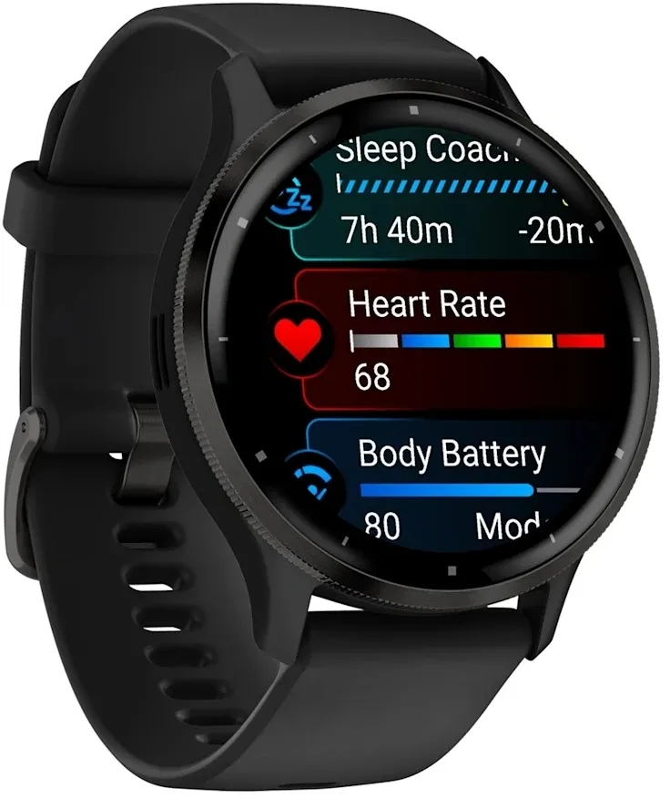 Смарт-часы Garmin Venu 3 35.4мм 1.4" AMOLED корп.черный рем.черный разм.брасл.:135-200мм (010-02784-01)