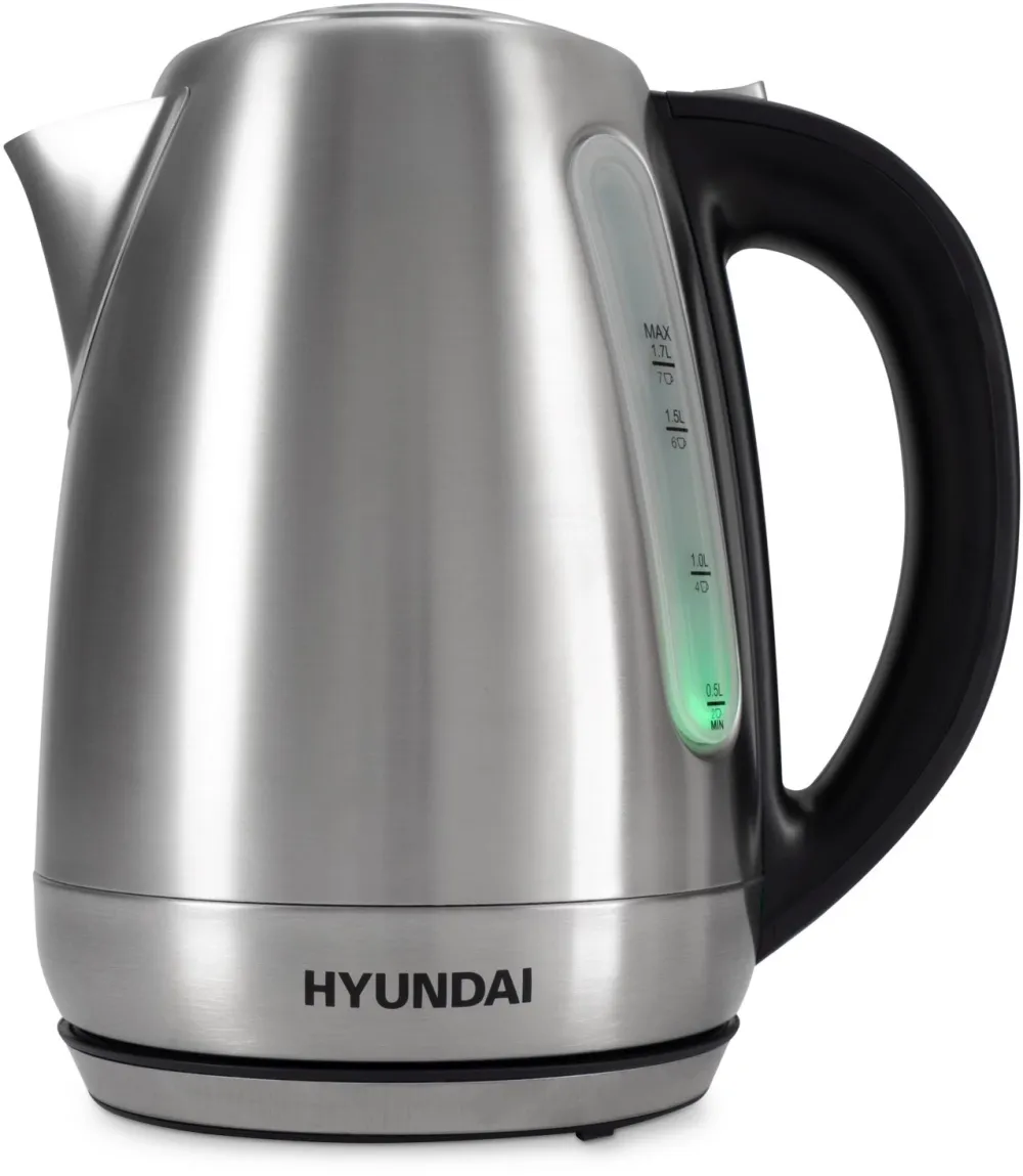 Чайник электрический Hyundai HYK-S8408 1.7л. 2200Вт серебристый матовый/черный корпус: металл