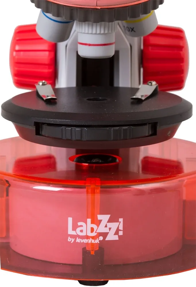 Микроскоп Levenhuk LabZZ M101 монокуляр 40-640x на 3 объектива апельсиновый