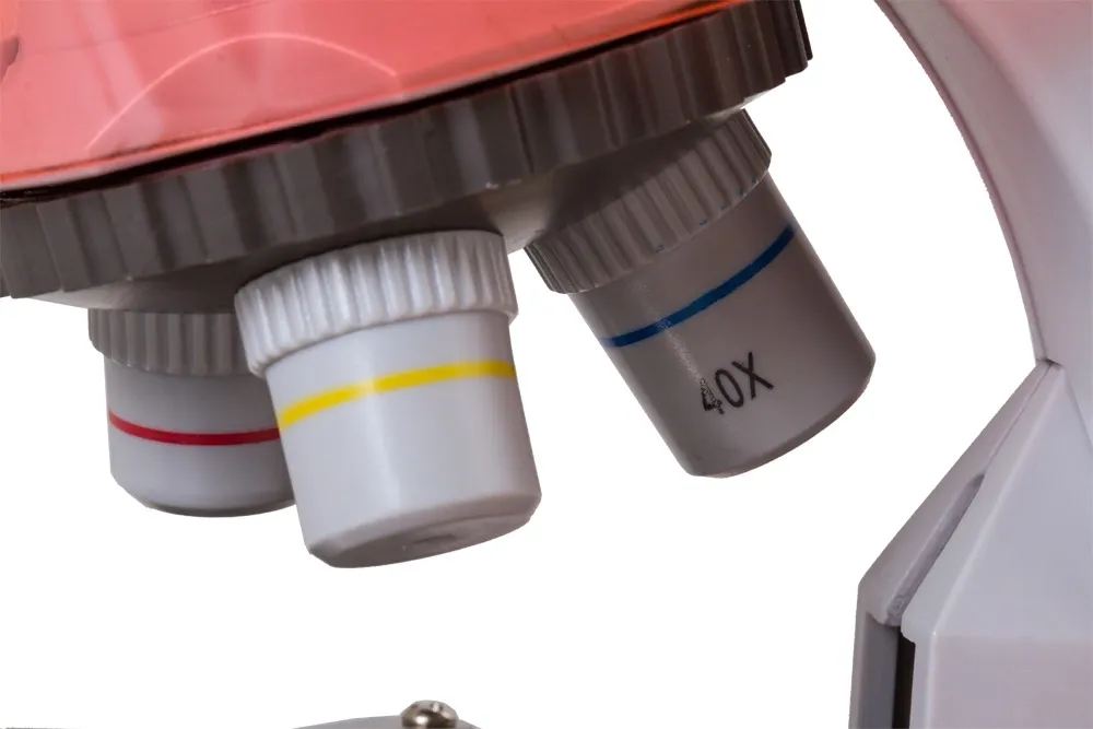 Микроскоп Levenhuk LabZZ M101 монокуляр 40-640x на 3 объектива апельсиновый
