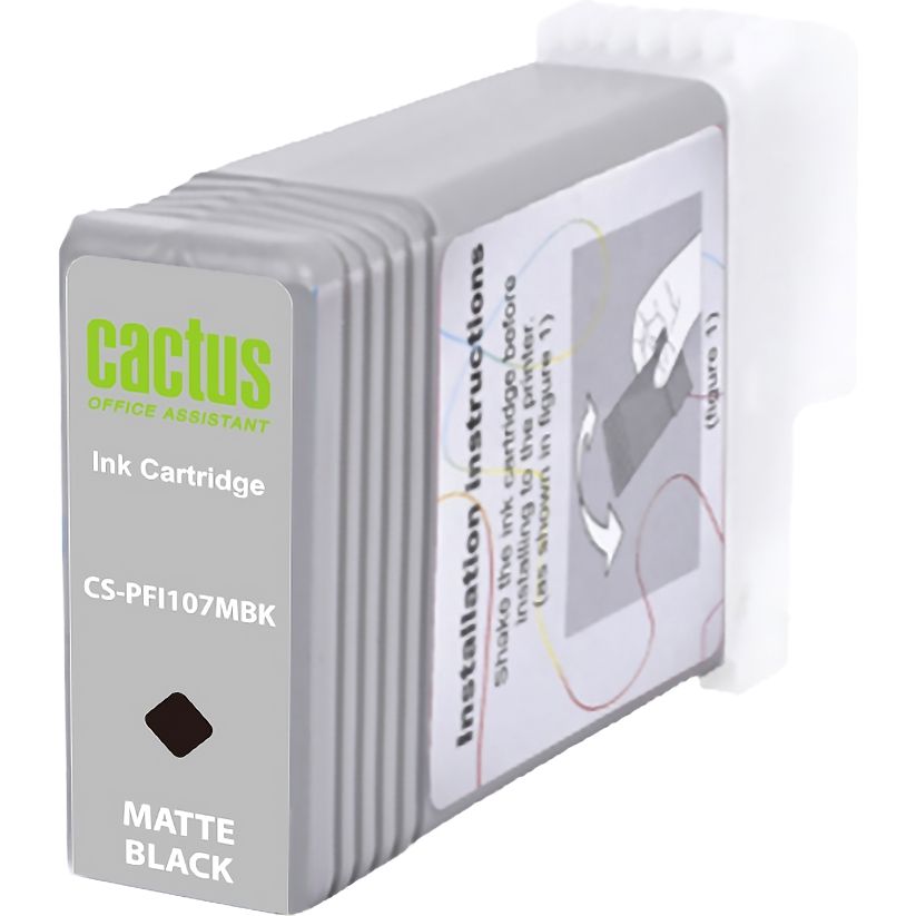 Картридж струйный Cactus CS-PFI107MBK PFI-107 MBK черный матовый (130мл) для Canon IP iPF670/iPF680/iPF685/iPF770/iPF780/iPF785 с чипом