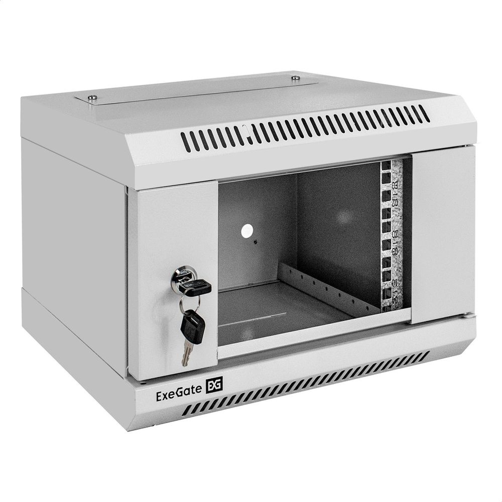 Exegate EX300249RUS Шкаф телекоммуникационный 10" настенный 4U ExeGate EC-WM-4U.310.G.GREY (10”, 4U, 330x310x230mm (ШхГхВ), передняя дверь закаленное стекло, пыле- и влагозащита IP23, светло-серый RAL