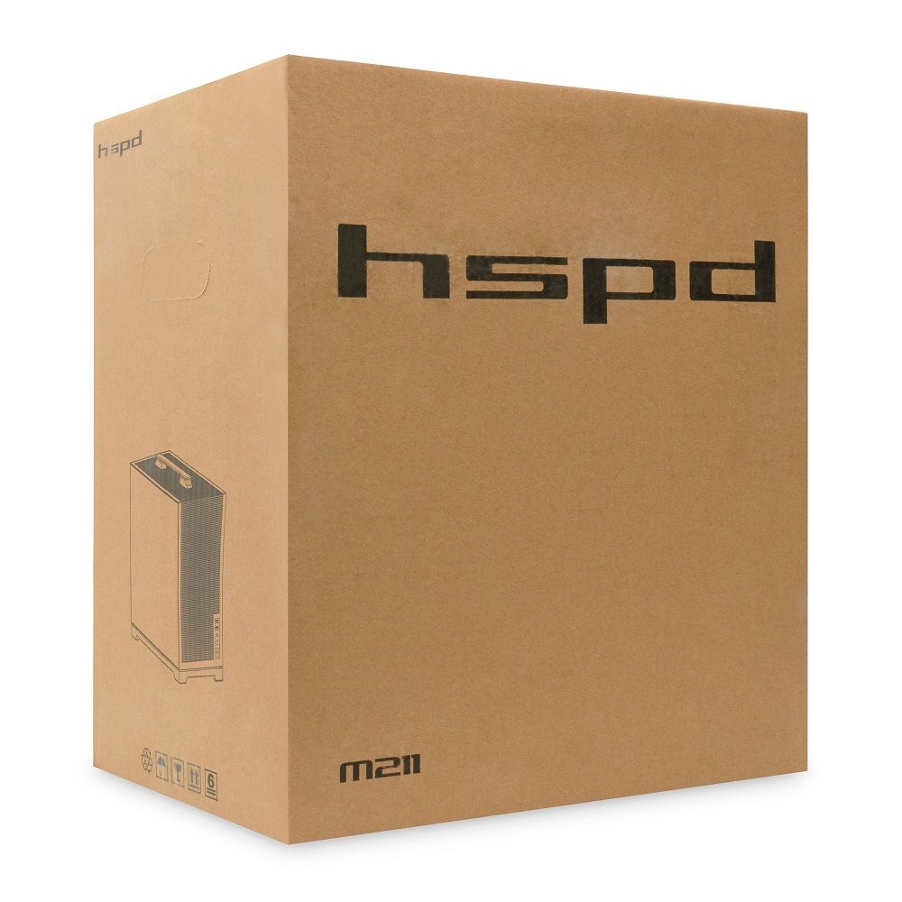 Корпус без блока питания/ Case HSPD M211, Mesh Mini-tower, Black, TG, 0.7 SPCC, no fans,mATX, mITX, 175/330/150mm, 2x2.5", 1x3.5", 4xPCI, 2xUSB-A 3.0, ARGB strip, 336x211x350mm