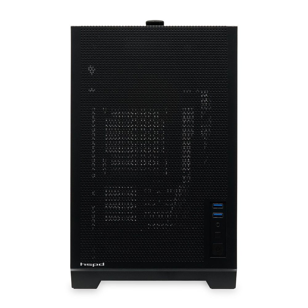Корпус без блока питания/ Case HSPD M211, Mesh Mini-tower, Black, TG, 0.7 SPCC, no fans,mATX, mITX, 175/330/150mm, 2x2.5", 1x3.5", 4xPCI, 2xUSB-A 3.0, ARGB strip, 336x211x350mm