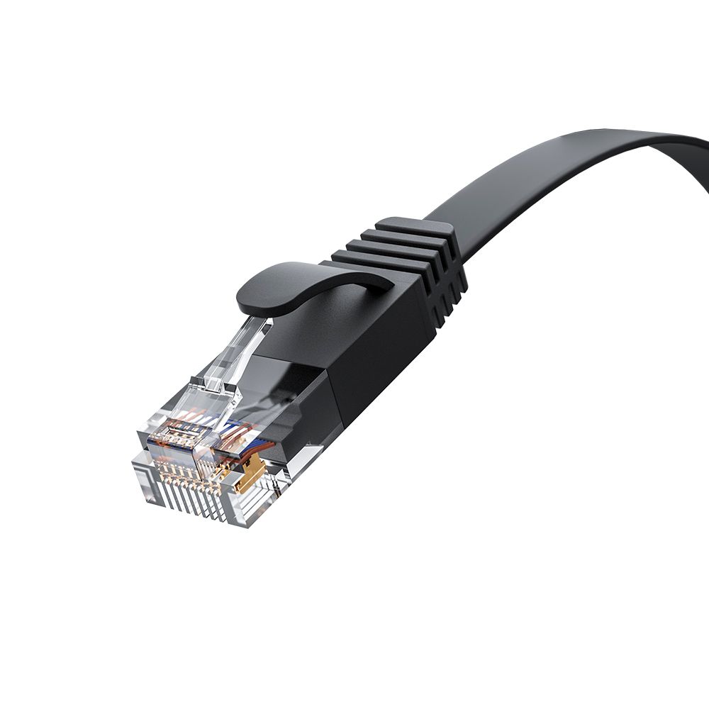 GCR PRO Патч-корд LSZH PROF плоский прямой 10.0m, UTP медь кат.6, черный, 30 AWG, ethernet high speed 10 Гбит/с, RJ45, T568B