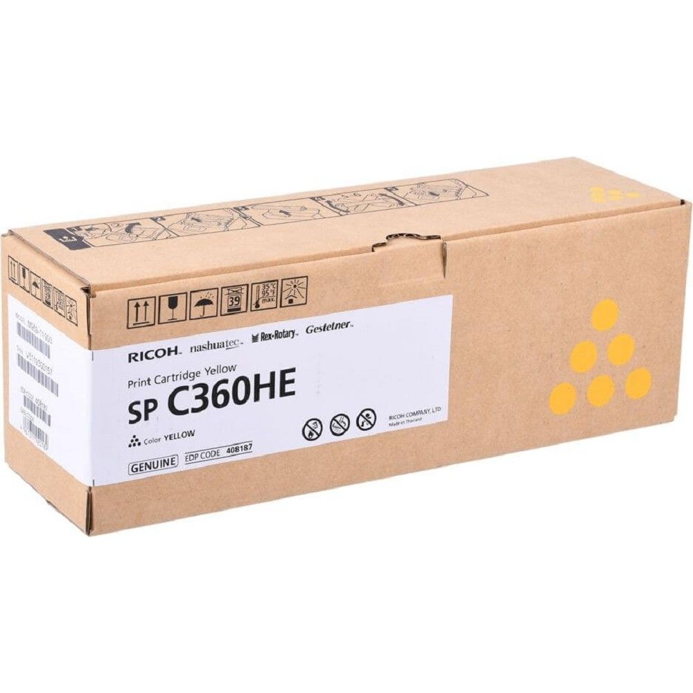 Картридж лазерный Ricoh SP C360HE 408187 желтый (6000стр.) для Ricoh SP C360DNw/C360SNw/C360SFNw/C361SFNw