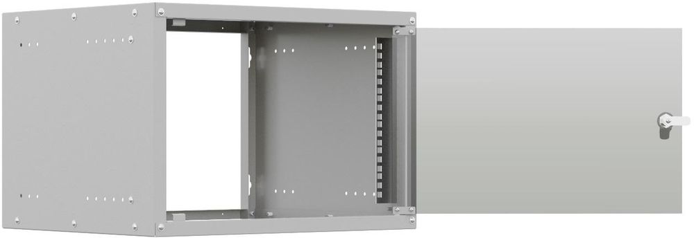 Шкаф коммутационный NTSS Lime (NTSS-WL6U5560GS) настенный 6U 550x600мм пер.дв.стекл несъемн.бок.пан. 30кг серый 520мм 12кг 110град. 370мм IP20 сталь