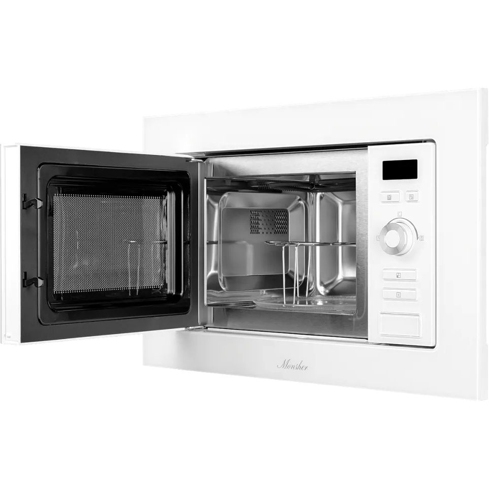 Встраиваемая микроволновая печь MONSHER/ 20 л, 800-1250 Вт, гриль, 8 программ, белый цвет