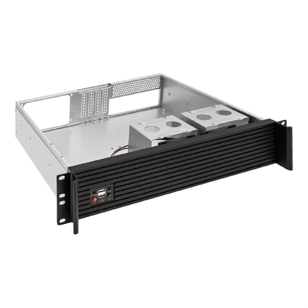 Exegate EX297727RUS Серверный корпус ExeGate Pro 2U400-04AL <RM 19", высота 2U, глубина 400, передняя панель - алюминий, без БП, 2*USB>
