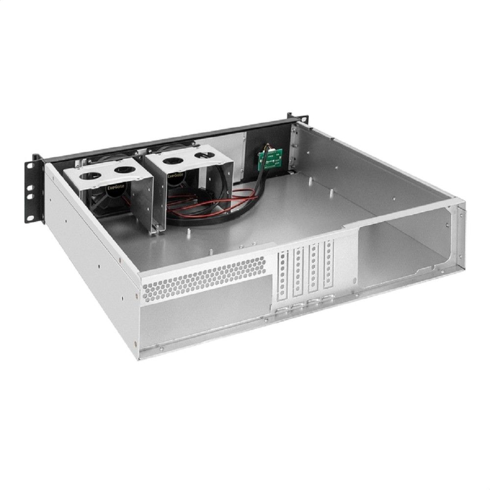 Exegate EX297727RUS Серверный корпус ExeGate Pro 2U400-04AL <RM 19", высота 2U, глубина 400, передняя панель - алюминий, без БП, 2*USB>