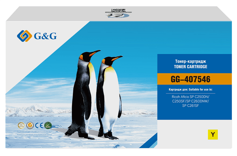 Тонер-картридж G&G toner-cartridge для Ricoh Aficio SP C250DN/C250SF жёлтый 1 600 стр. 407546 с чипом гарантия 36 мес. распродажа остатков