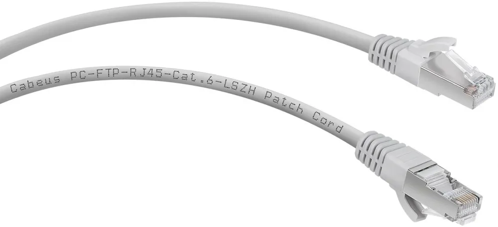 Патч-корд F/UTP, категория 6, 2xRJ45/8p8c, экранированный, серый, LSZH, 1м Cabeus PC-FTP-RJ45-Cat.6-1m-LSZH Патч-корд F/UTP, категория 6, 2xRJ45/8p8c, экранированный, серый, LSZH, 1м