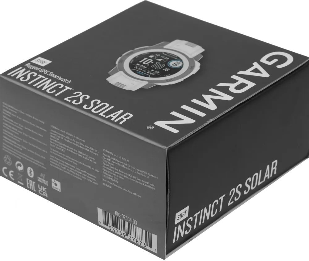 Смарт-часы Garmin Instinct 2s Solar 40мм 1.2" AMOLED корп.черный/белый рем.белый (010-02564-03)