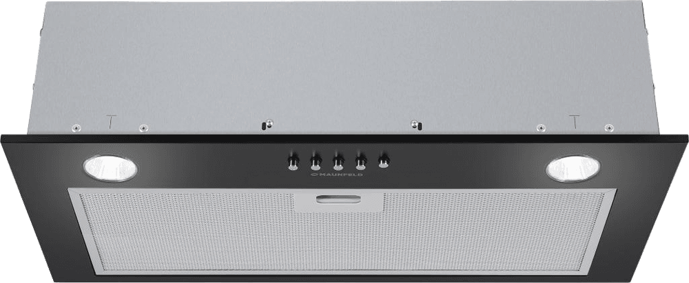 ВЫТЯЖКА MAUNFELD CROSBY SINGL 60 BLACK/ Полновстраиваемая, 60см, 850 м3, кнопочное управление, LED, площадь кухни до 30м2, опция: угольный фильтр CF140C-2шт, черная
