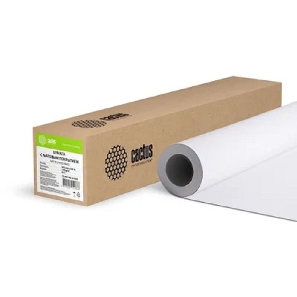 Бумага Cactus CS-PC140-61030 24"(A1) 610мм-30м/140г/м2/белый матовое универсальная (с покрытием) втулка:50.8мм (2") (упак.:1рул)