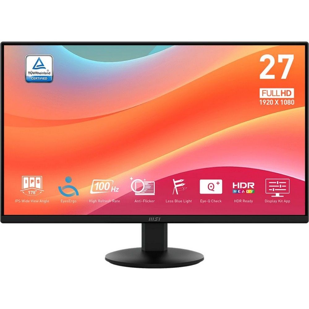 Монитор 27" MSI PRO MP272L IPS, 1920x1080, 100Hz, 4ms, 250сd/m, 1300:1, HDR | HDMI(1.4b), DP(1.2a) | ExPSU, Black