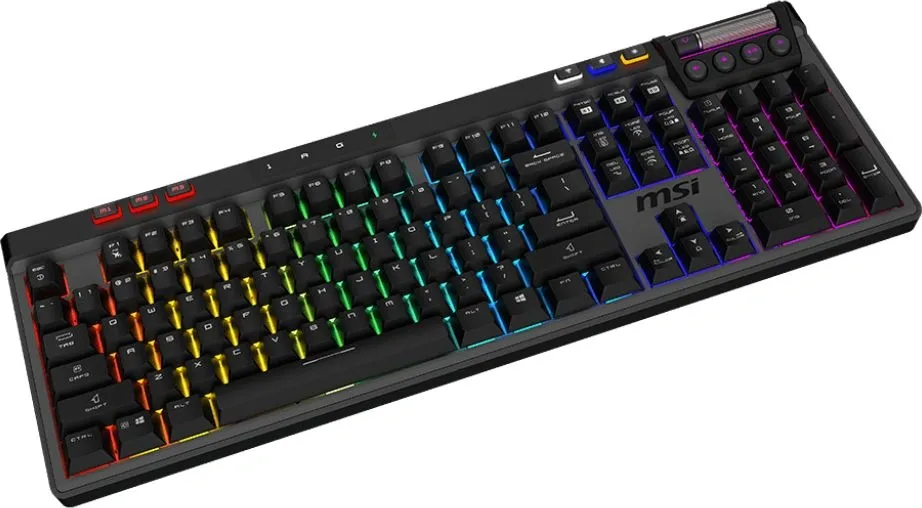 Клавиатура MSI STRIKE Pro W Silent механическая серый/черный USB беспроводная BT/Radio Multimedia for gamer LED (подставка для запястий) (S11-43RU210-CLA) кабель 2м