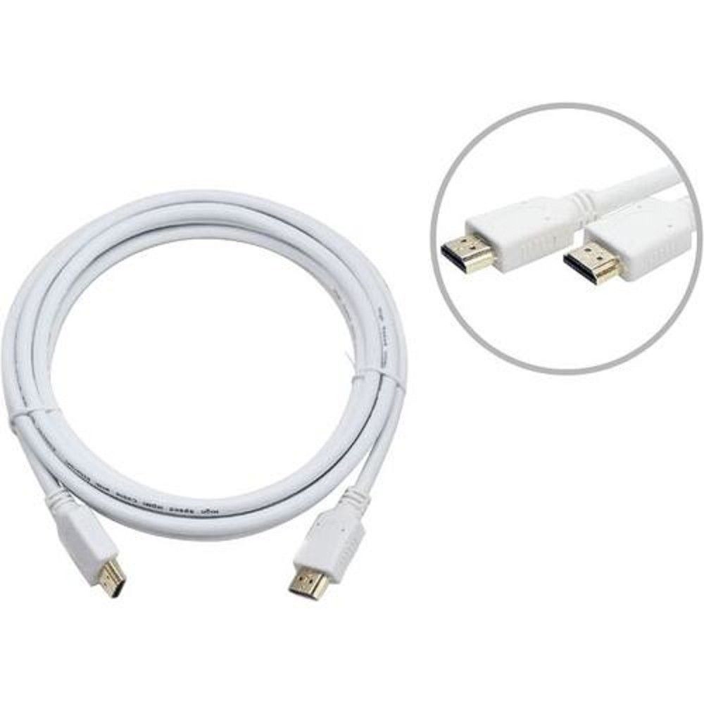 Кабель HDMI Cablexpert CC-HDMI4-W-10, 3м, v1.4, 19M/19M, белый, позол.разъемы, экран, пакет
