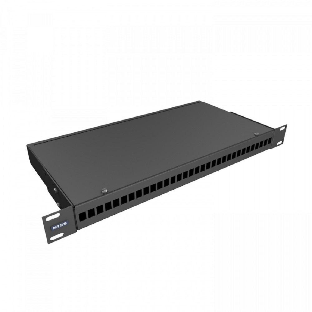 NTSS Кросс NTSS оптический 19'' укомплектованный 1U, 32 порта SC/UPC, 9/125 мкм (сплошная панель, сплайс-кассета, пигтейлы, КДЗС, адаптеры) черный RAL 9005 NTSS-RFOB-1U-32-SC/U-9-SP1.5G0AY-BL