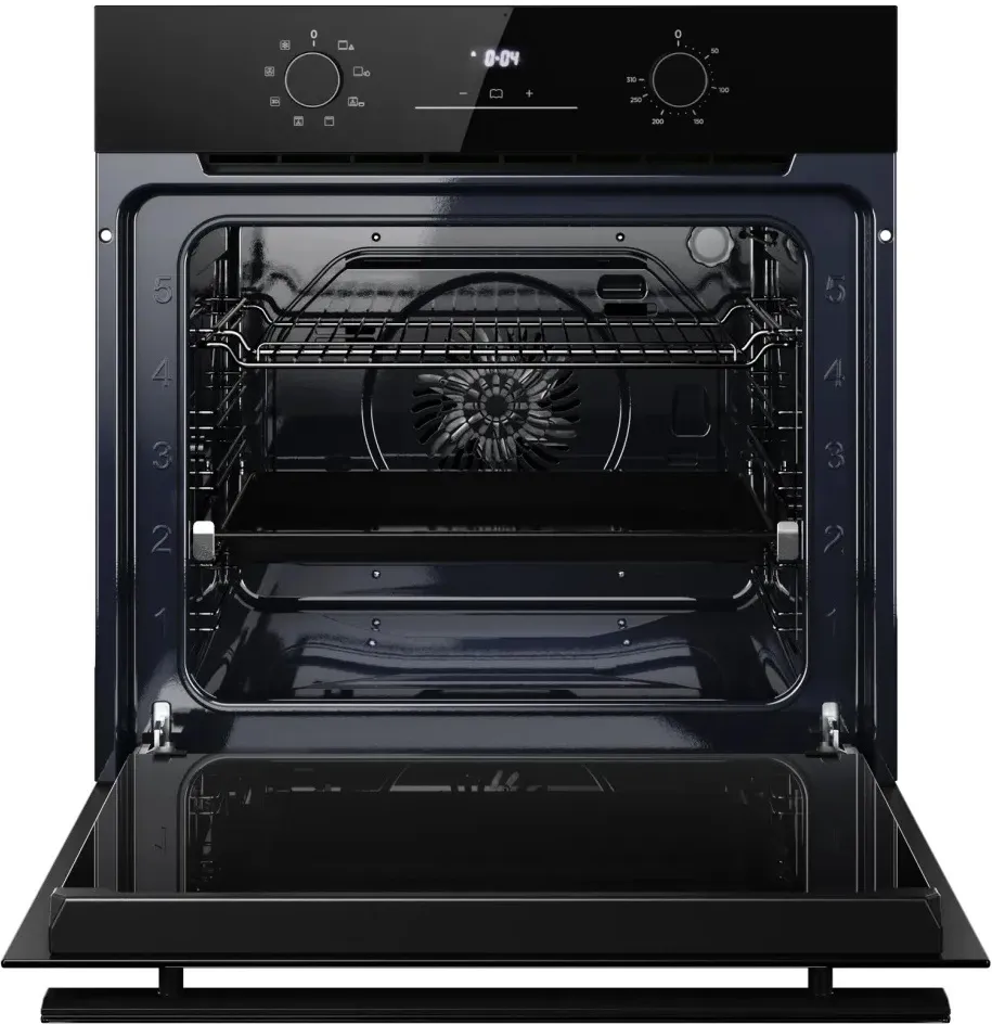 Духовой шкаф Kuppersberg/ Духовой шкаф Kuppersberg, High-Tech, 78 л, поворотное управление, дисплей, таймер, 8 режимов, макс. температура 310 градусов, телескопические направляющие (на 1 уровень), цвет черный, цвет фурнитуры черный