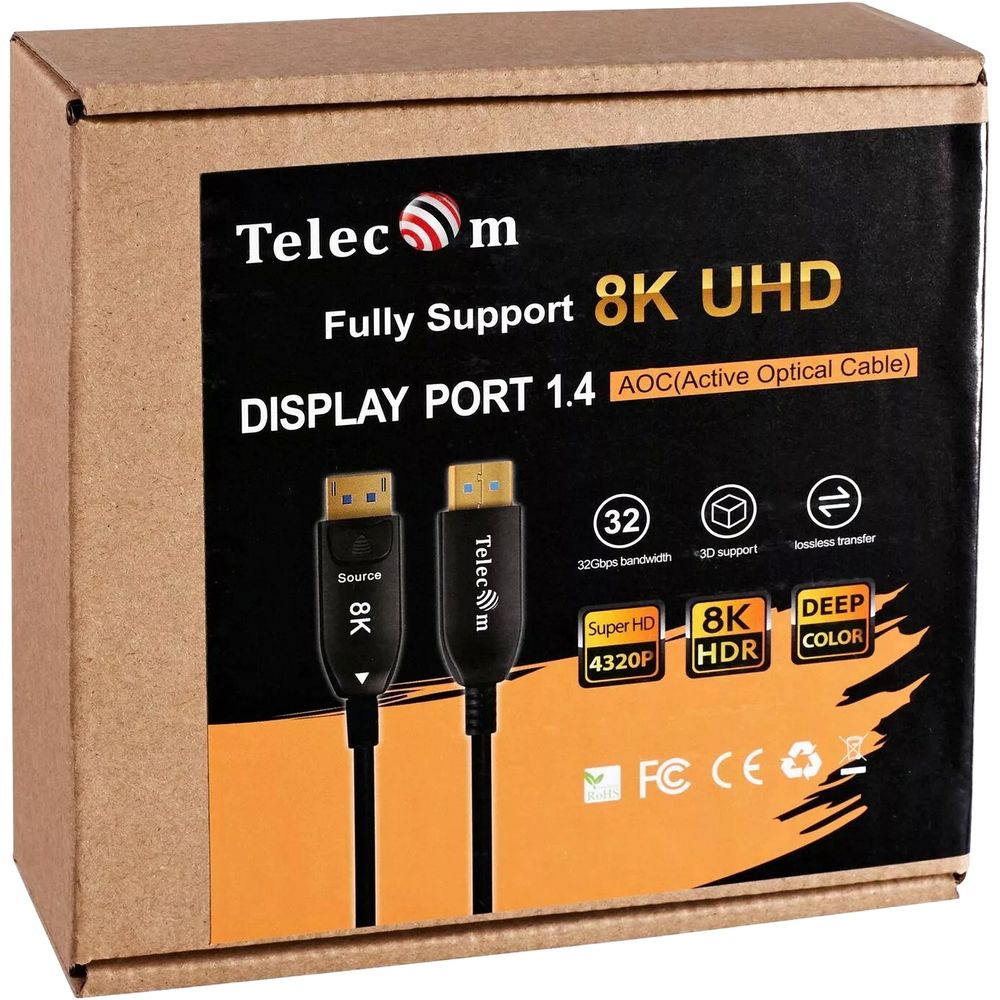 Telecom<TCG2130-20M> Активный оптический кабель DP1.4 8K@60Hz 20м