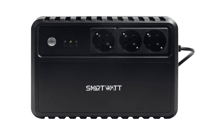 Источник бесперебойного питания SMARTWATT ИБП линейно-интерактивный, 1000/600 ВА/Вт, напольный, LED индикация, Schuko CEE7/4 - 3 шт.