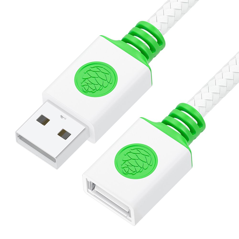 GCR PRO Удлинитель Premium PROF 0.5m USB 2.0 AM/AF, белый, в оплетке текстиль 28/24 AWG, медь, экран, армирование, заземление