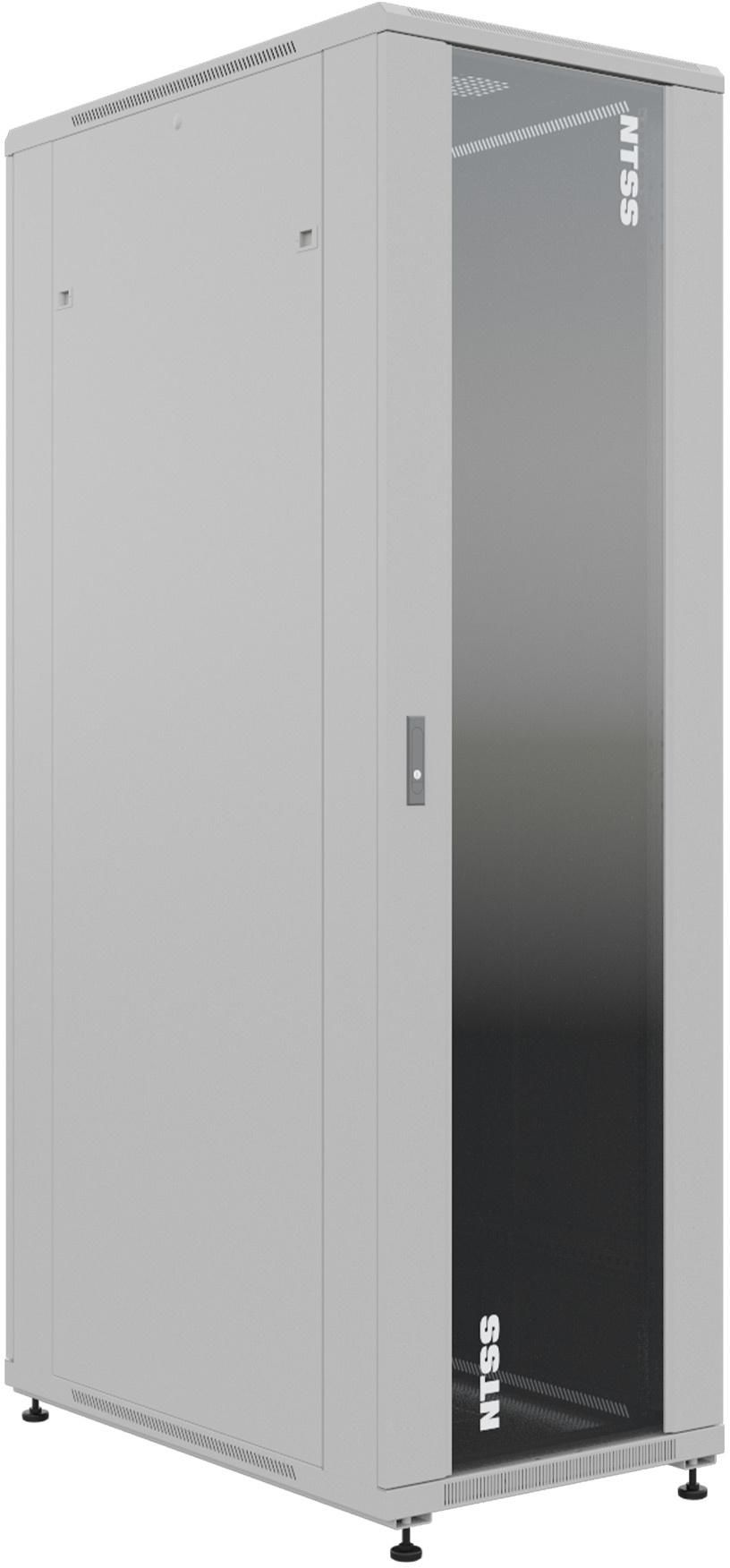 Шкаф серверный NTSS Премиум (NTSS-R22U60100GS) напольный 22U 600x1000мм пер.дв.стекл металл 900кг серый 910мм 60.5кг 1102мм IP20 сталь