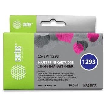 Картридж струйный Cactus CS-EPT1293 T1293 пурпурный (10мл) для Epson B42/BX305/BX305F/BX320/BX525/BX625/SX420/SX425/SX525/SX622 с чипом